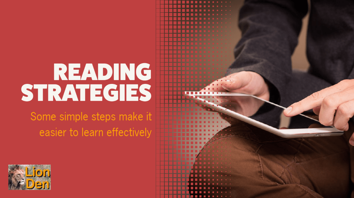 reading strategies photo of person reading from tablet device with words: reading strategies, Some simple steps make it easier to learn effectively